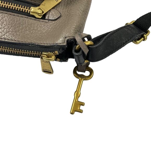 Fossil Brown Snake Embossed Leather Crossbody Bag - Picture 7 of 10